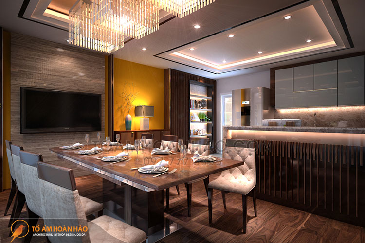 Dự án: Anh Hưng - Hạ Long 10 Bàn ghế phòng ăn sang trọng được làm từ chất liệu gỗ cao cấp bọc vải