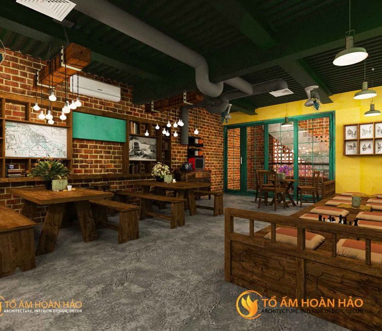 thiết kế nội thất quán cafe tịnh