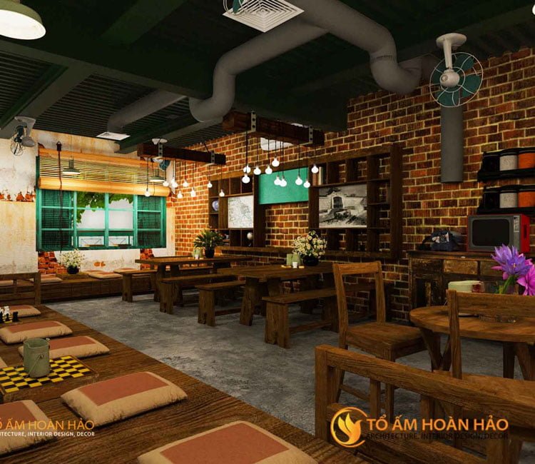 thiết kế nội thất quán cafe tịnh