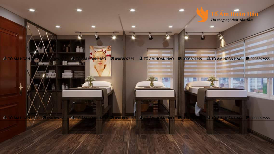Thiết kế Spa 60m2 x 3tầng tại quận 5, TP.Hồ Chí Minh. 4 thiết kế không gian spa sang trọng, hiện đại