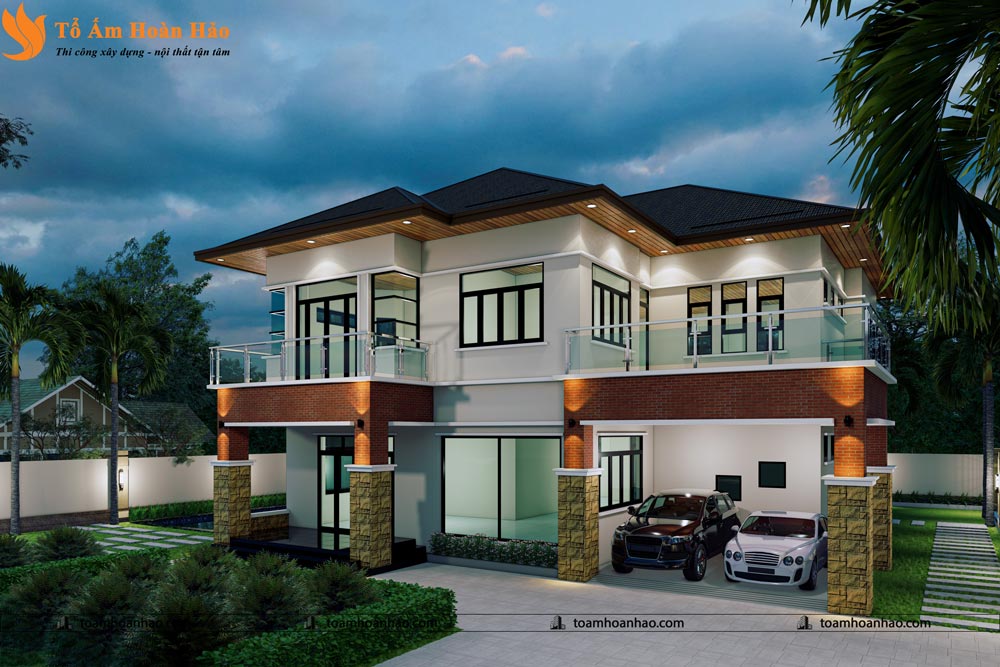 THIẾT KẾ BIỆT THỰ NHÀ VƯỜN 2 TẦNG MÁI NHẬT 9 biệt thự nhà vườn