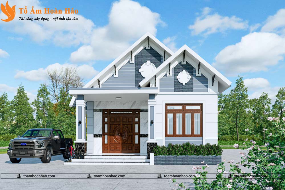THIẾT KẾ NHÀ VƯỜN ĐẸP CẤP 4 MÁI THÁI HIỆN ĐẠI - TP. HỒ CHÍ MINH VỚI DIỆN TÍCH 8mX16m 1 nhà vườn đẹp