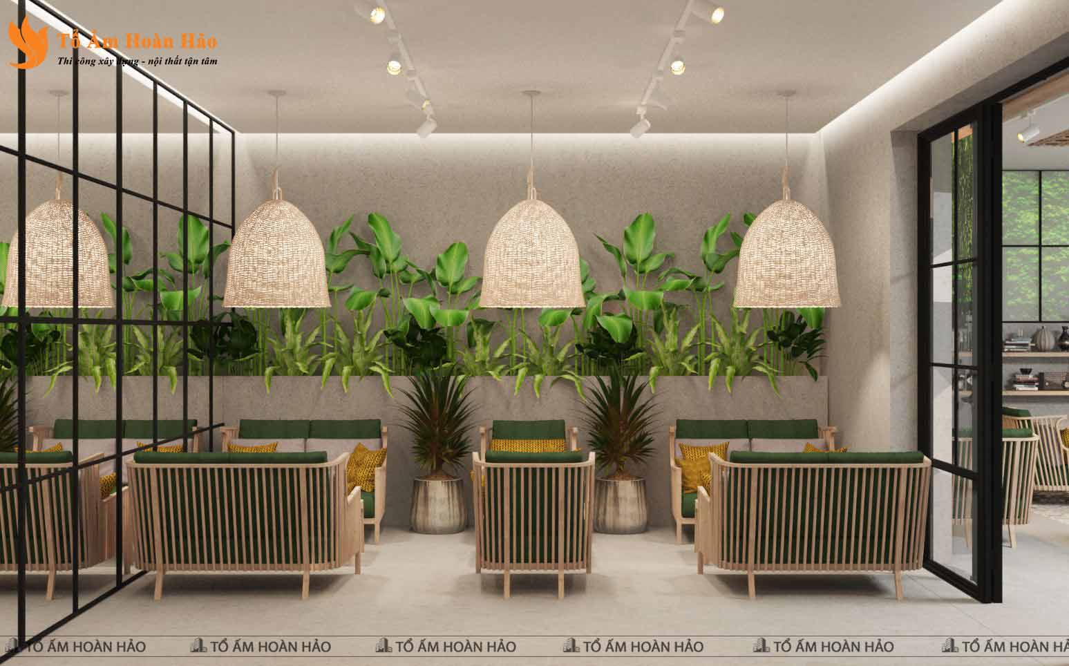 CHIÊM NGƯỠNG THIẾT KẾ QUÁN CÀ PHÊ 120M2 PHONG CÁCH TROPICAL XANH MÁT - SHOHA COFFEE 10