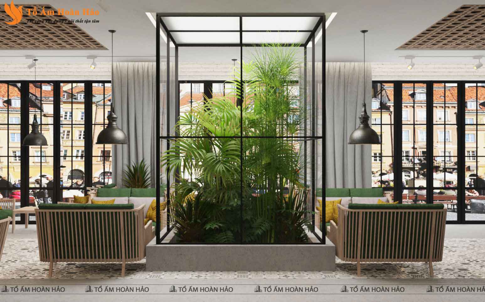 CHIÊM NGƯỠNG THIẾT KẾ QUÁN CÀ PHÊ 120M2 PHONG CÁCH TROPICAL XANH MÁT - SHOHA COFFEE 4