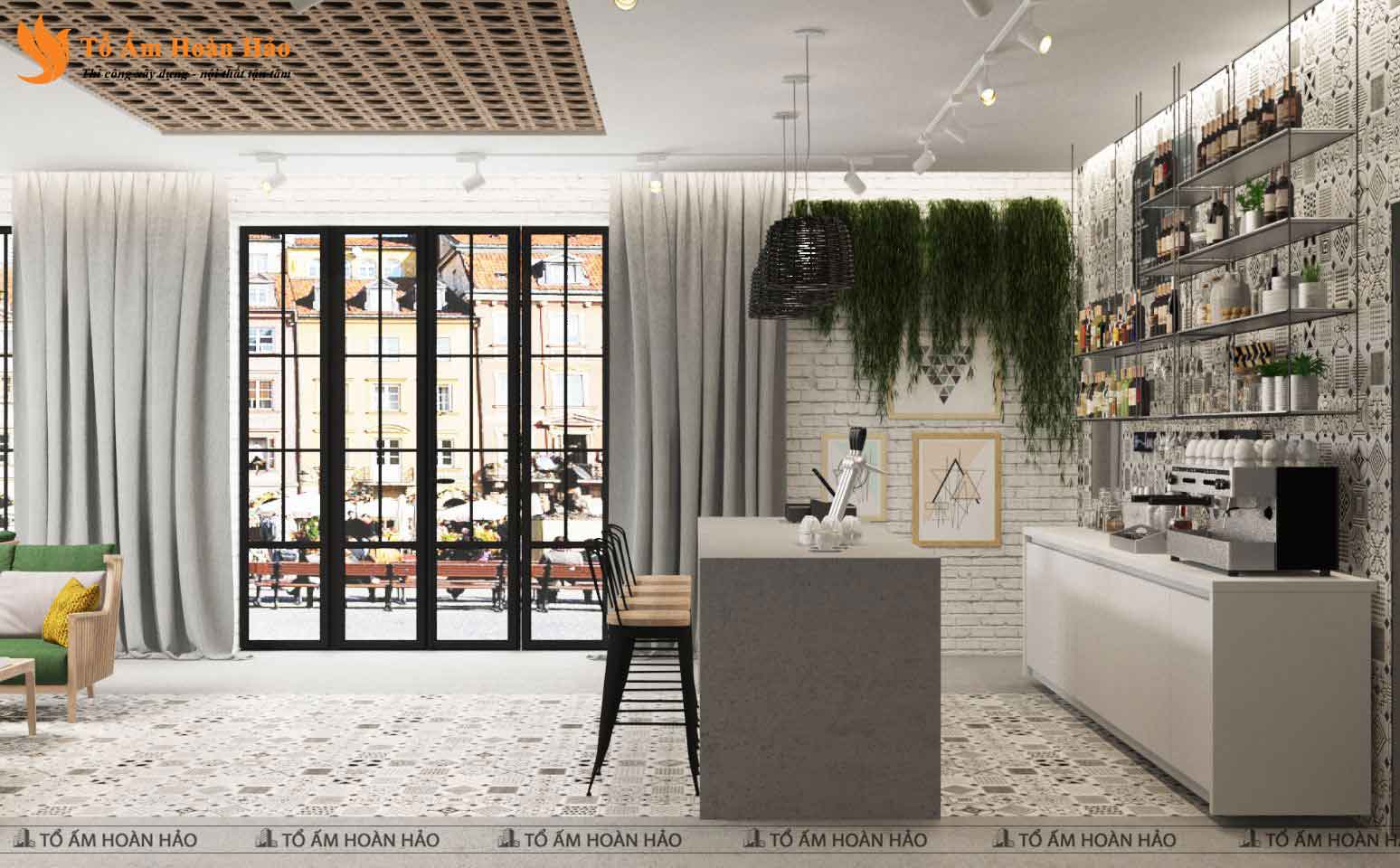 CHIÊM NGƯỠNG THIẾT KẾ QUÁN CÀ PHÊ 120M2 PHONG CÁCH TROPICAL XANH MÁT - SHOHA COFFEE 6